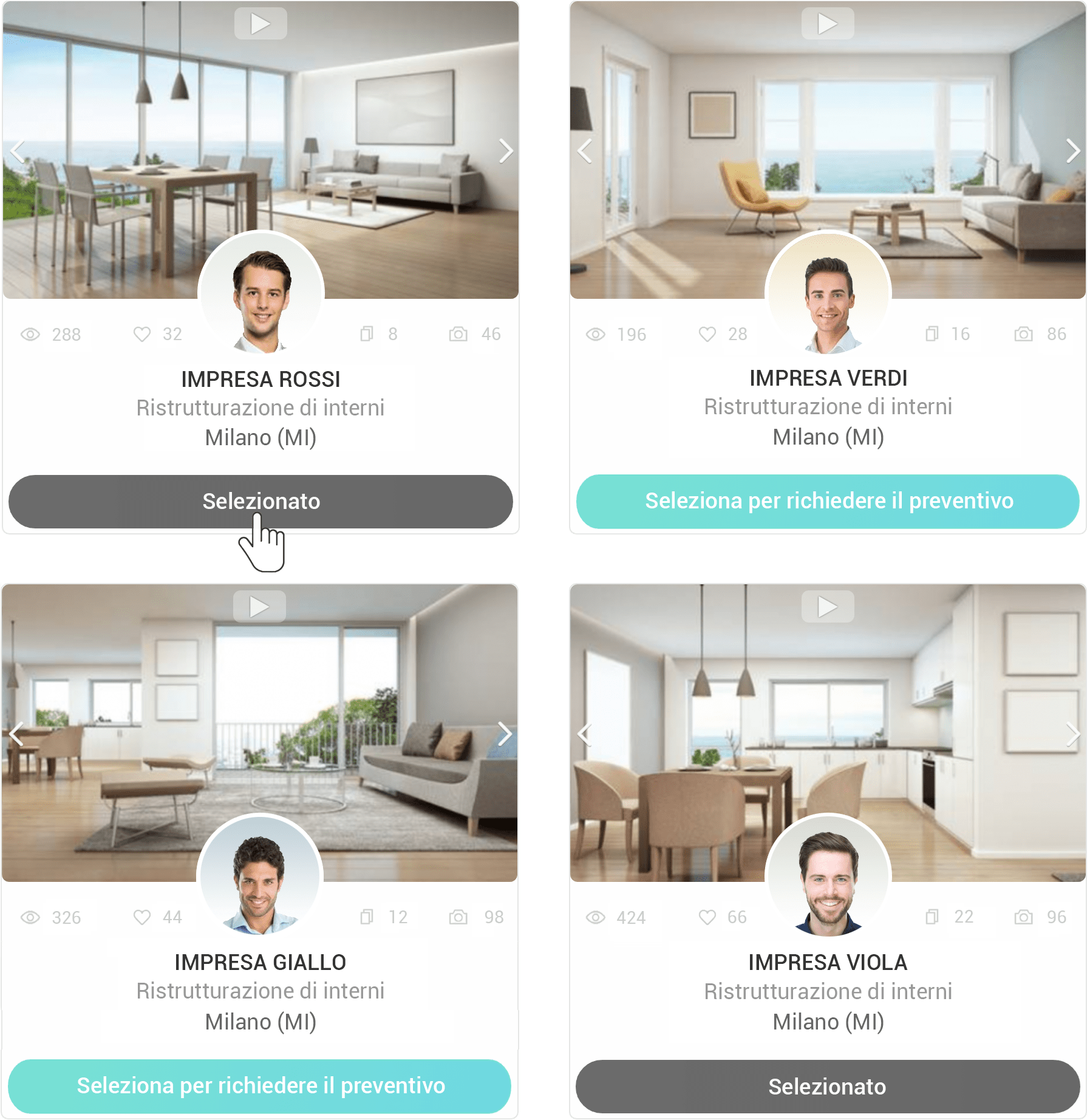 Seleziona i professionisti