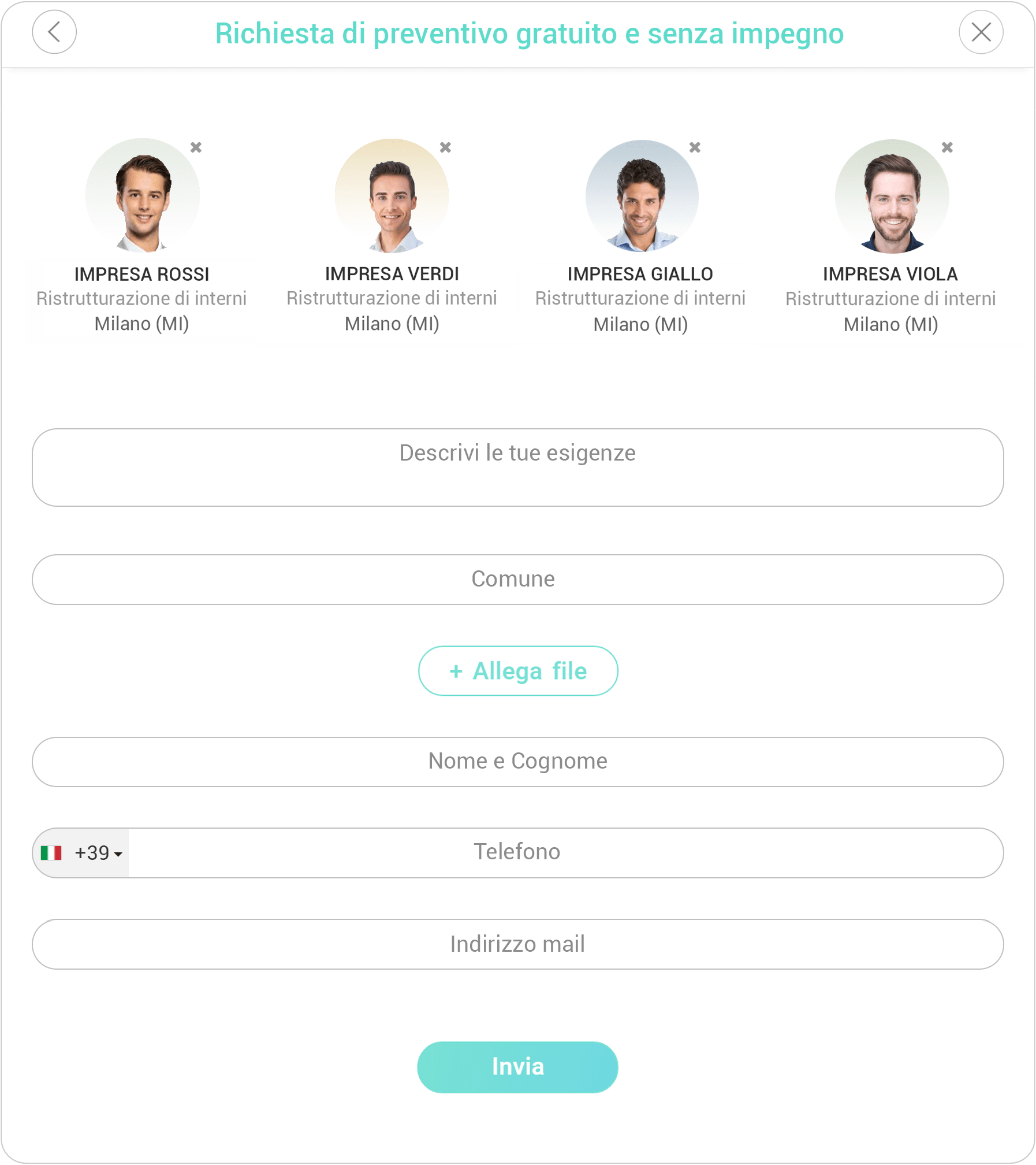 Richiedi preventivo gratuito