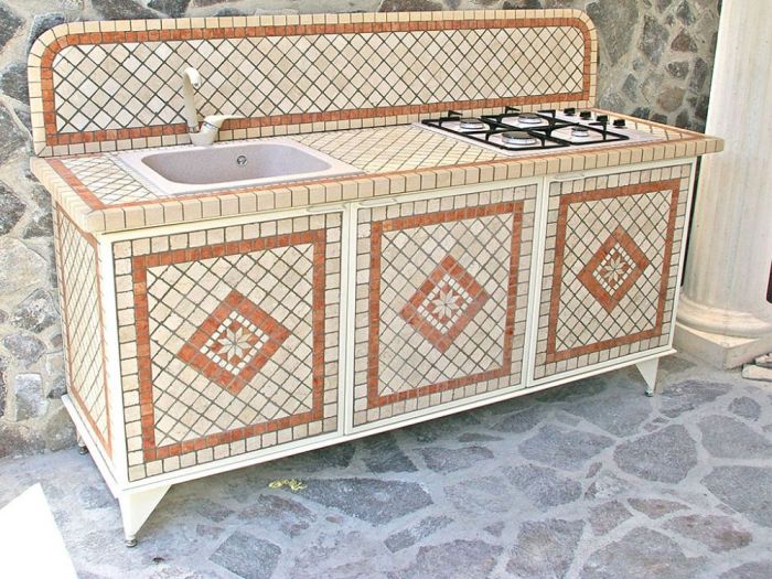 Archisio - Il Fauno Mosaici - Progetto Cucine per esterno