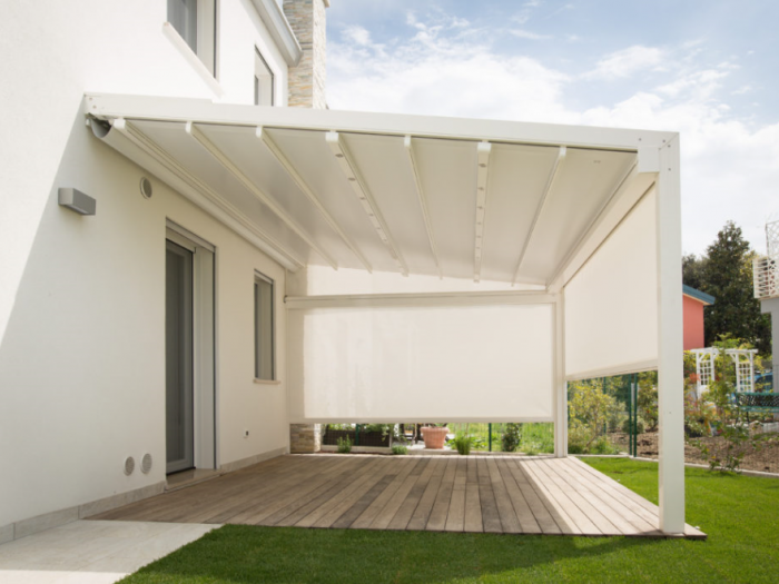 Archisio - Idea Tenda - Progetto Strutture autoportanti addossate pergolati