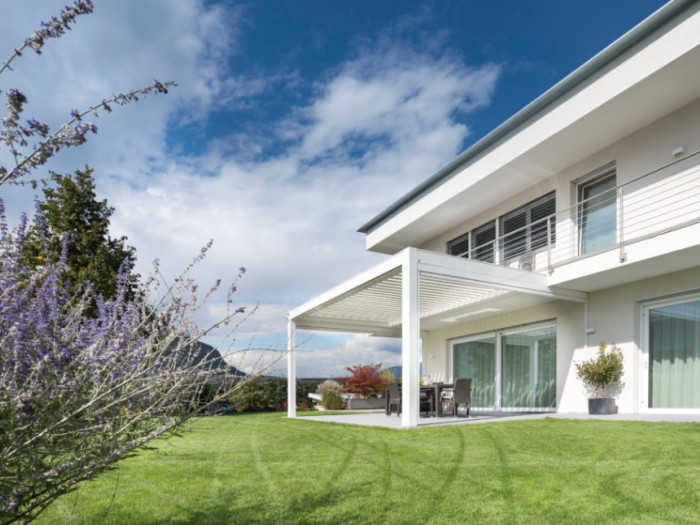 Archisio - Idea Tenda - Progetto Strutture autoportanti addossate pergolati