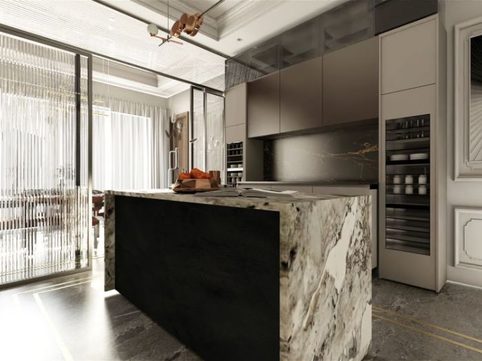 Archisio - Marika Forchia - Progetto Render progetto cucina e zona pranzo di un mio cliente architetto