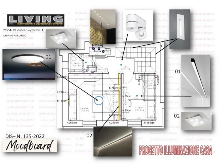 Archisio - Living Illuminazione - Progetto Presentazione progetti e fornitura illuminazione 2023 cliente di appartamento su due piani a misano adriatico
