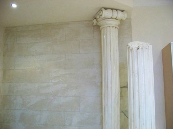 Archisio - Milillo Mario Lavori Edili - Progetto Bagno mosaico arco in pietra e travetti in romano