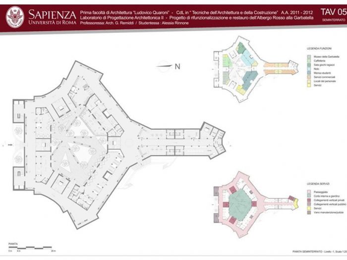 Archisio - Alessia Rinnone - Progetto Rifunzionalizzazione albergo rosso di i Sabbatini quartiere garbatella roma