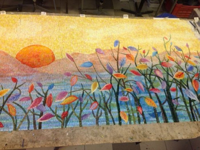 Archisio - Dalla Pozza Marmi Srl - Progetto Bancone bar in mosaico artistico