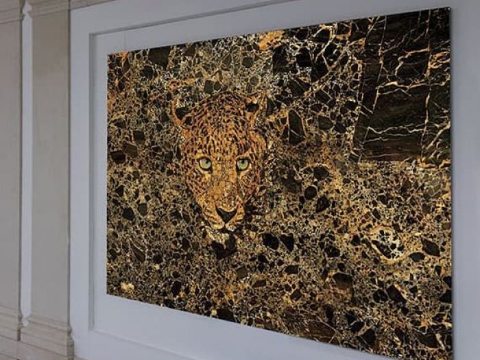 Archisio - Progetto Arte Poli srl - Progetto Jaguar mosaic in marble slab