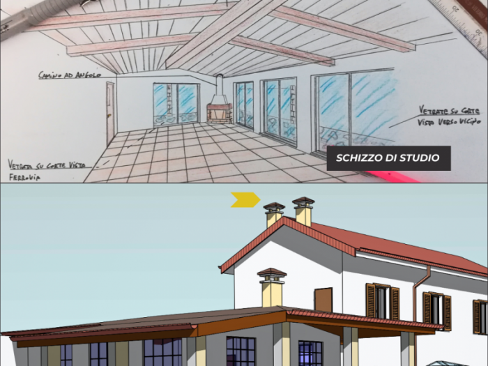 Archisio - Studio Tecnico Associato Ivaldi Carrer - Progetto Studio preliminare per ampliamento del piano terra
