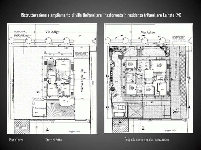 Archisio - Enrico Aiello - Progetto Ristrutturazione e ampliamento di villa unifamiliare trasformata in residenza trifamiliare lainate mi