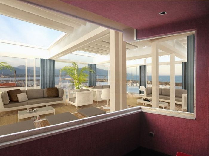 Archisio - Gilles Patrice Arch Todaro - Progetto Pergola di copertura attico hotel yachting palace di marina