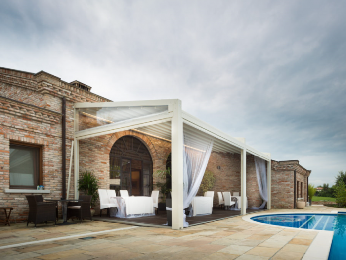 Archisio - Idea Tenda - Progetto Strutture autoportanti addossate pergolati