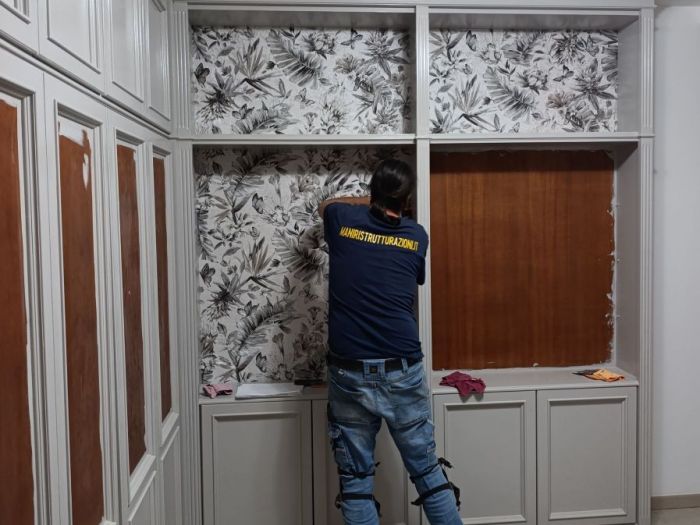 Archisio - Mani Srl Ristrutturazini - Progetto Restyling libreria su misura abitazione in roma zona axa