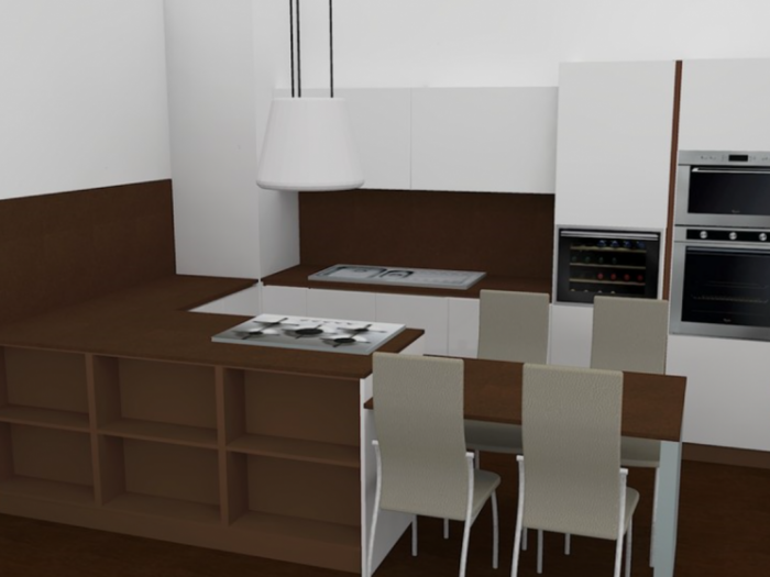 Archisio - Alessio Miccio - Progetto Cucina marrone e bianca
