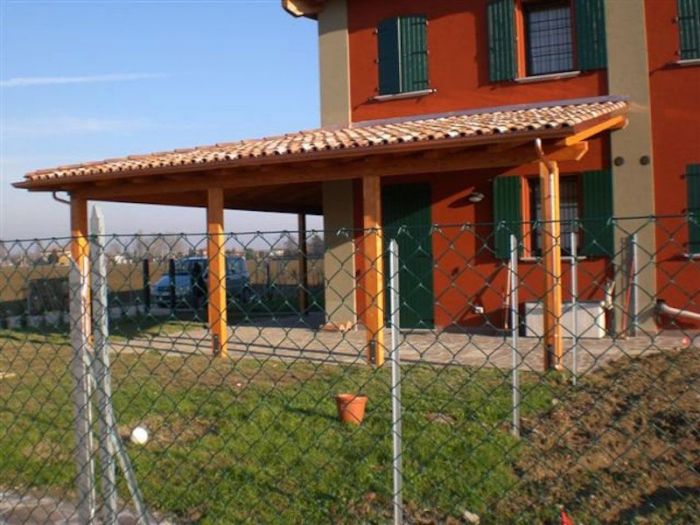 Archisio - Vz Strutture In Legno - Progetto Porticato angolare in legno di abete lamellare con copertura fissa