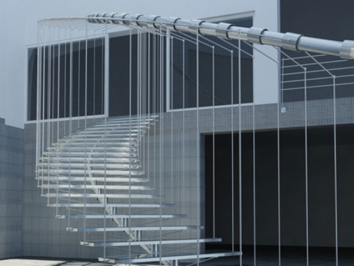 Archisio - Fusco srl - Progetto Scala con struttura centrale in acciaio monotrave