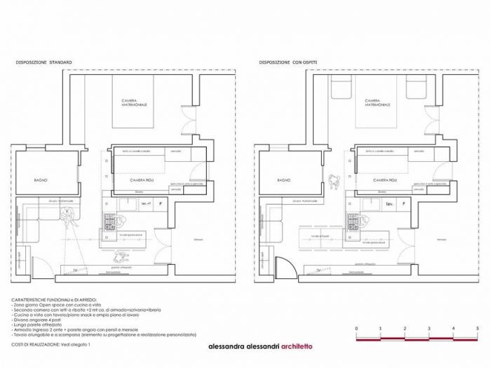 Archisio - Alessandra Alessandri - Studio 2a-rchitettura - Progetto Ristrutturazione di un bilocale a roma