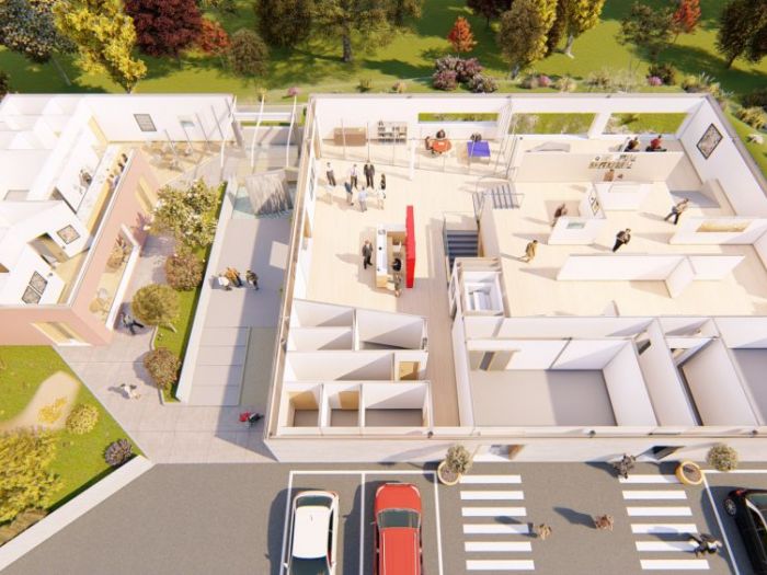 Archisio - Andrea Sorci Natural Living - Progetto Progetto definitivo- ipotesi progetto di ripristino di un capannone a borghetto flaminio rm per la sede museale della fondazione