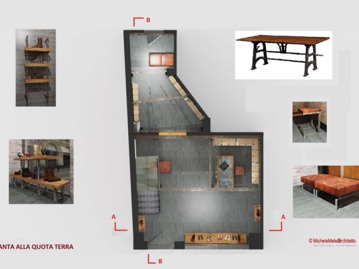 Archisio - Michele Mele - Progetto Negozio stile industrial-vintage