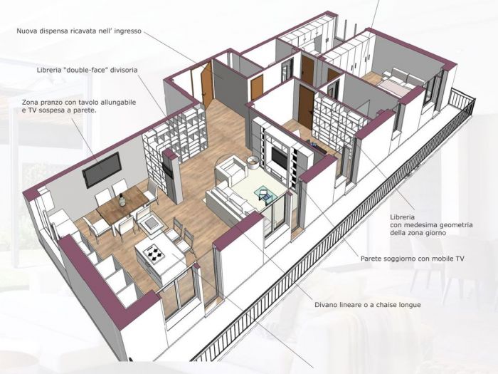 Archisio - Mc Rendering Solution - Progetto un immenso open-space da 50 mq