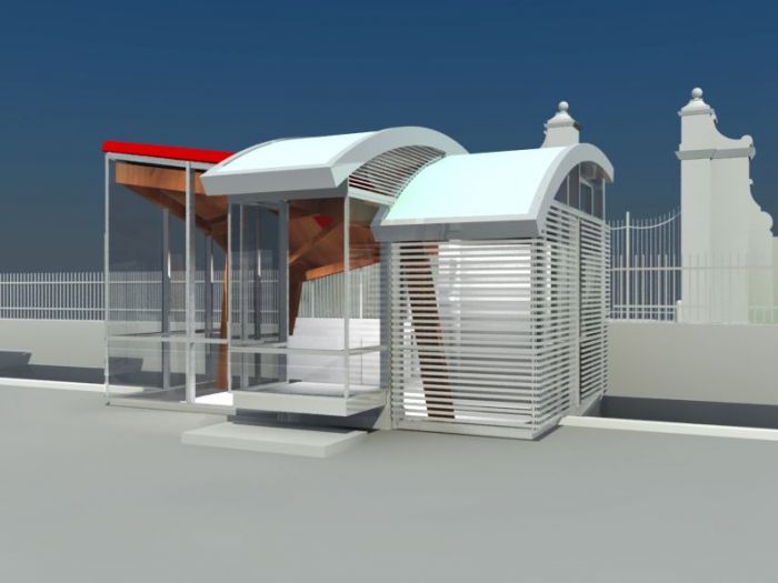 Archisio - Aldo Canepone - Progetto Nuovo padiglione di ingresso al piano strada di un edificio di abitazioni sul fronte mare