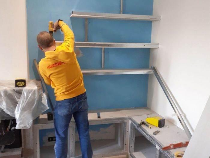 Archisio - Mani Srl Ristrutturazini - Progetto Parete attrezzata in cartongesso zona vitinia roma