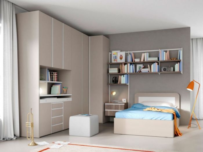 Archisio - Evi Arredamenti - Progetto Camerate per ragazzi e cabina armadio a vista
