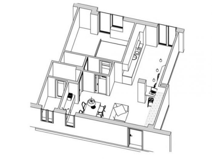 Archisio - Studio Ferretti - Progetto Ridistribuzione mini appartamento
