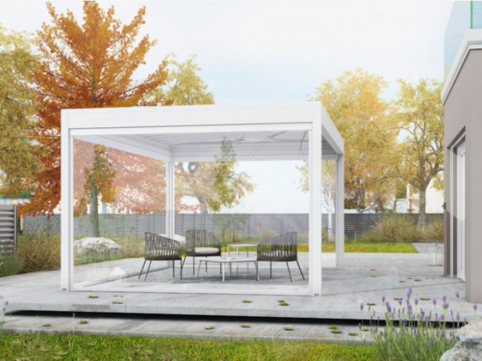 Archisio - Idea Tenda - Progetto Strutture autoportanti addossate pergolati