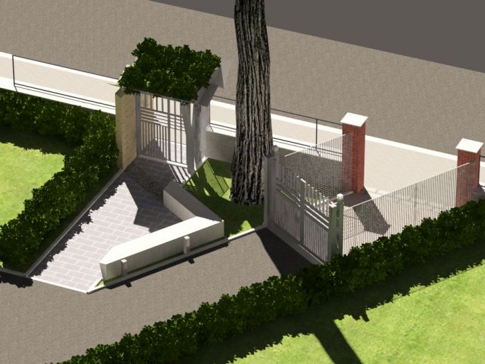 Archisio - Aldo Canepone - Progetto Nuovo ingresso pedonale e carrabile in area verde ed a parcheggio di un complesso condominiale per abitazioni ina casa