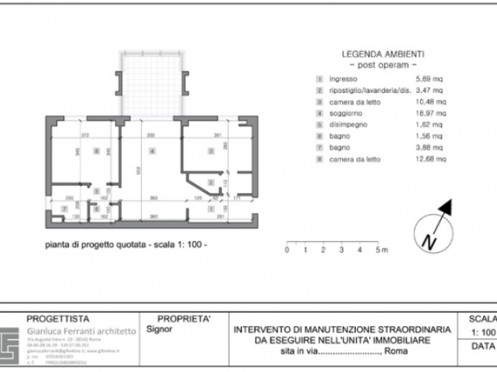 Archisio - Gianluca Ferranti - Progetto Appartamento 70 mq da bilocale a trilocale