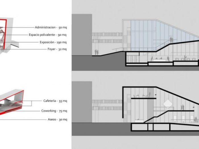 Archisio - Daniele Morgantini - Progetto Concorso centro socio-culturale sui resti dellantico mercato reinosa spagna