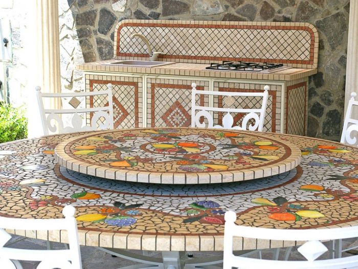 Archisio - Il Fauno Mosaici - Progetto Tavoli per esterni