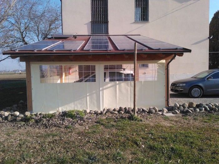 Archisio - Vz Strutture In Legno - Progetto Porticato con chiusure perimetrali in pvc scorrevoli