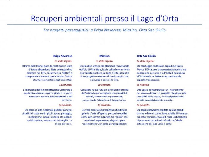 Archisio - Luca Righetto - Progetto Progettazione giardini Tre piani di recuperi ambientali