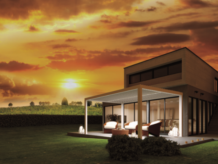 Archisio - Idea Tenda - Progetto Strutture autoportanti addossate pergolati