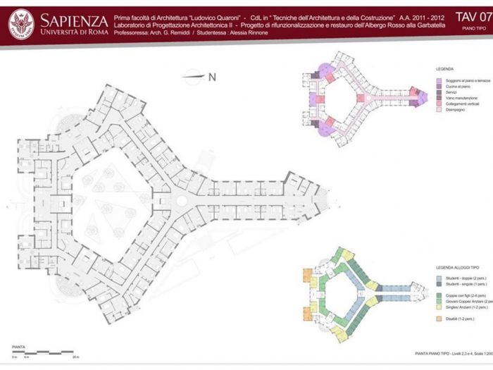 Archisio - Alessia Rinnone - Progetto Rifunzionalizzazione albergo rosso di i Sabbatini quartiere garbatella roma