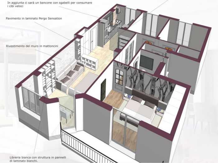 Archisio - Mc Rendering Solution - Progetto restyling fresco e moderno di un ambiente spento e vetusto