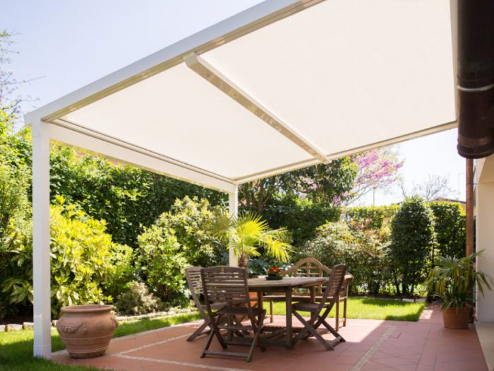 Archisio - Idea Tenda - Progetto Strutture autoportanti addossate pergolati