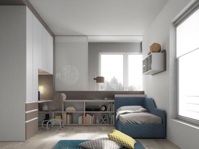 Archisio - Evi Arredamenti - Progetto Camerate per ragazzi e cabina armadio a vista