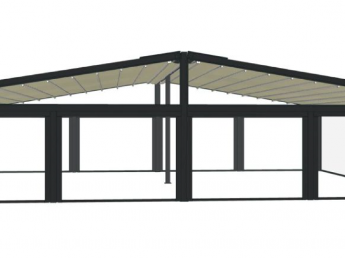 Archisio - Idea Tenda - Progetto Strutture autoportanti addossate pergolati