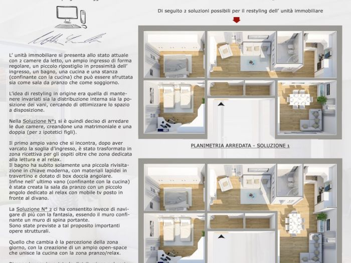 Archisio - Mc Rendering Solution - Progetto due camera da lettoe due zone giorno