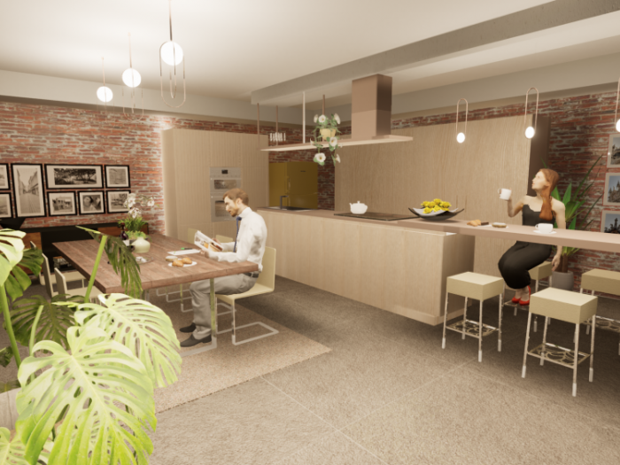 Archisio - Ostuni Giuseppe Pietro - Progetto Ambiente cucina - pranzo inserito in un contesto di recupero del manufatto nel suo intero compreso i materiali