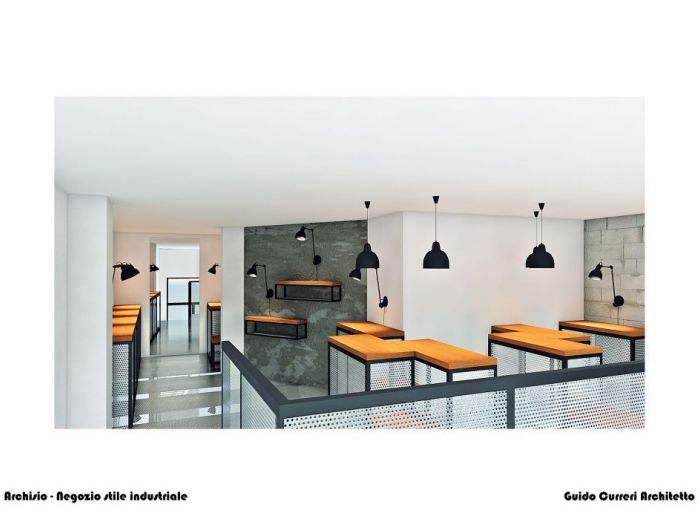Archisio - Guido Curreri - Progetto 1 classificato - concorso di architettura di interni negozio stile industriale