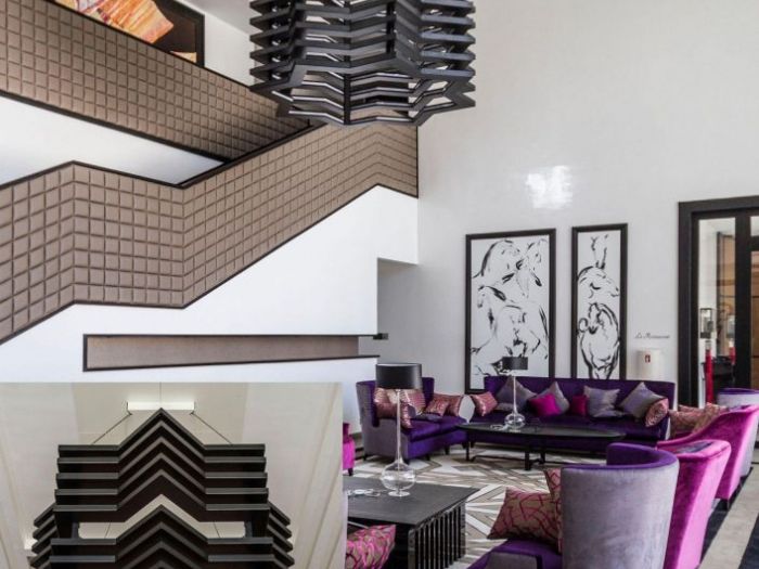 Archisio - Illuminazione Chary - Progetto Villa diyafa boutique hotel spa rabat - studio mhna Sospensione a forma di stella ad 8 punte in metallo verniciato Dim Max 220 cm altezza 330 cm