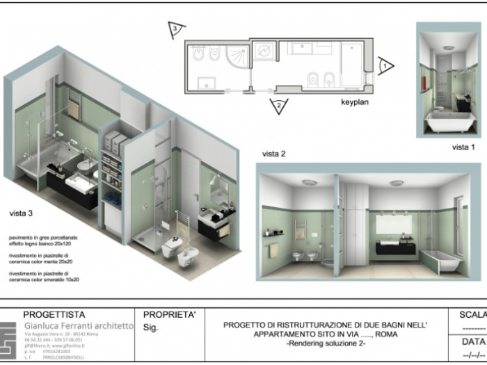 Archisio - Gianluca Ferranti - Progetto Due bagni in 10 mq roma