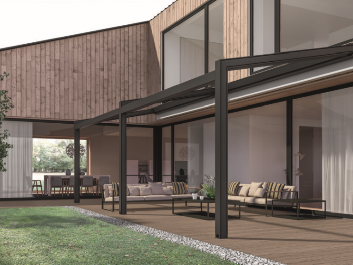 Archisio - Idea Tenda - Progetto Strutture autoportanti addossate pergolati