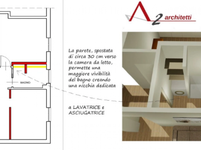 Archisio - A2 Architetti - Progetto Da bilocale a trilocale ristrutturazione casafacile