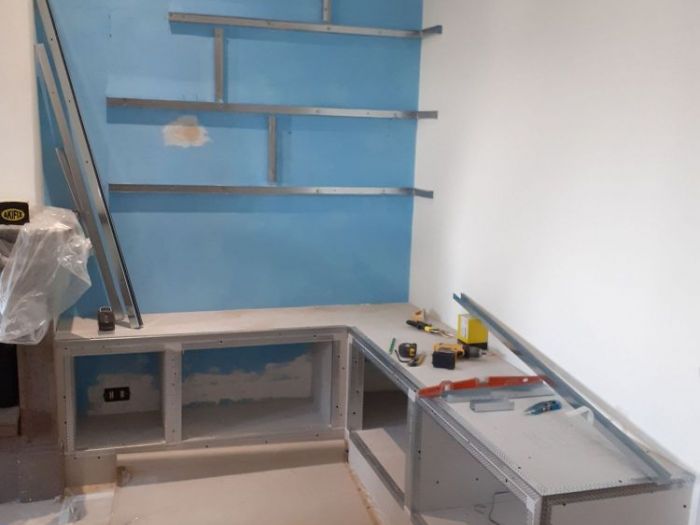 Archisio - Mani Srl Ristrutturazini - Progetto Parete attrezzata in cartongesso zona vitinia roma