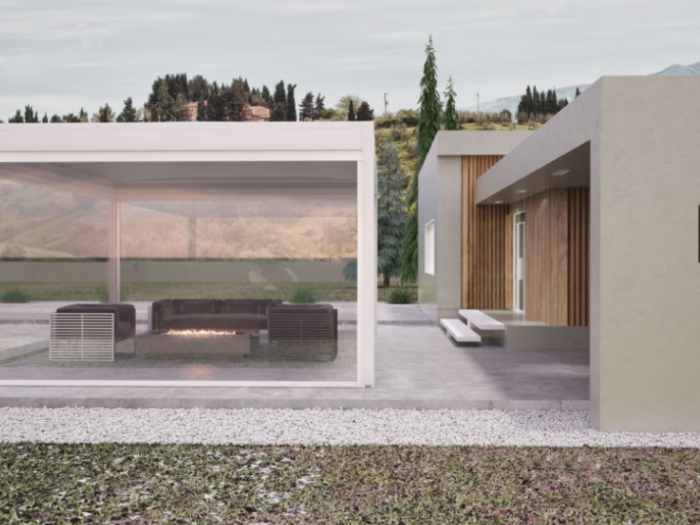 Archisio - Idea Tenda - Progetto Strutture autoportanti addossate pergolati