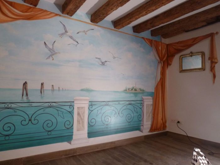 Archisio - Erica De Rosa - Progetto Trompe loeil con gabbiani e laguna veneziana